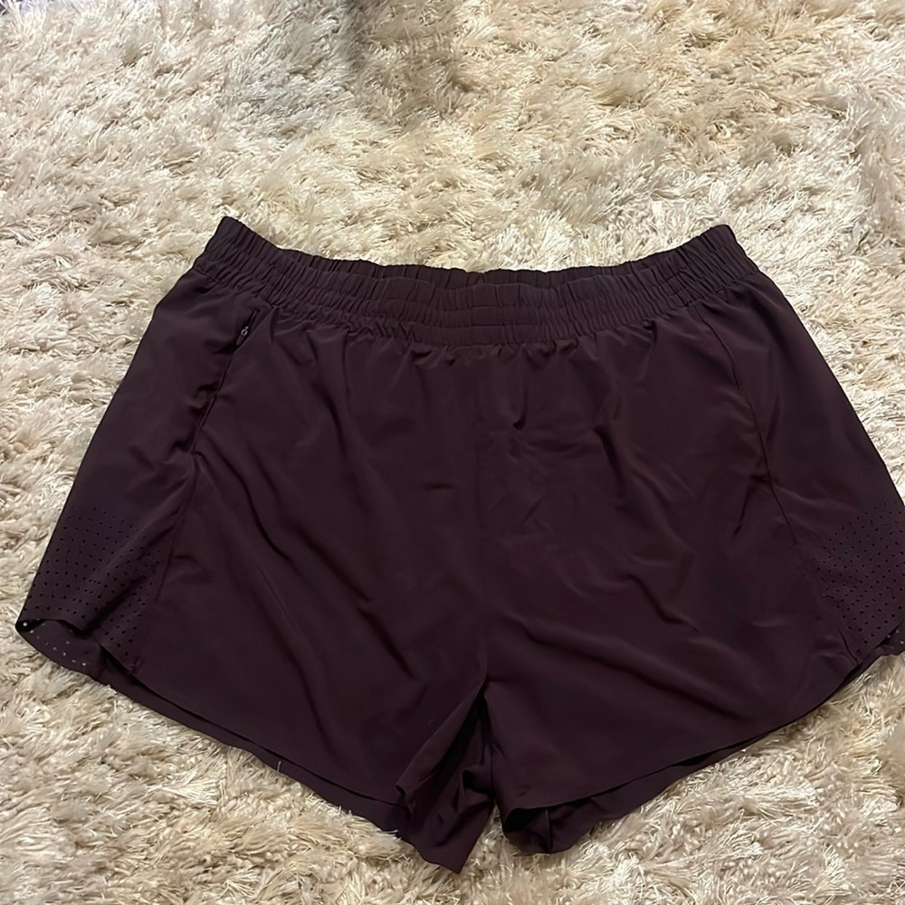 Plum lined Athleta running shorts